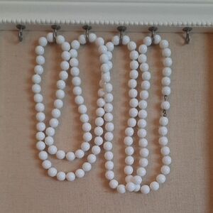 Elegant Long White Beaded Necklace
